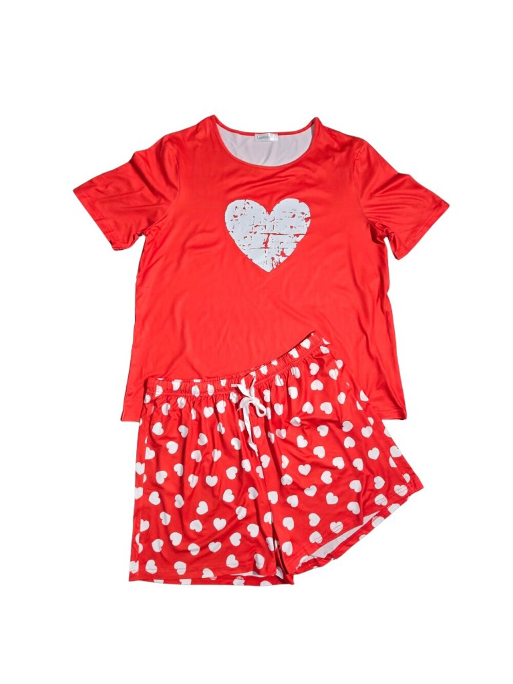 NWOT | Red Heart Graphic Tee & Heart Print Shorts Pajama Set Lounge | XL